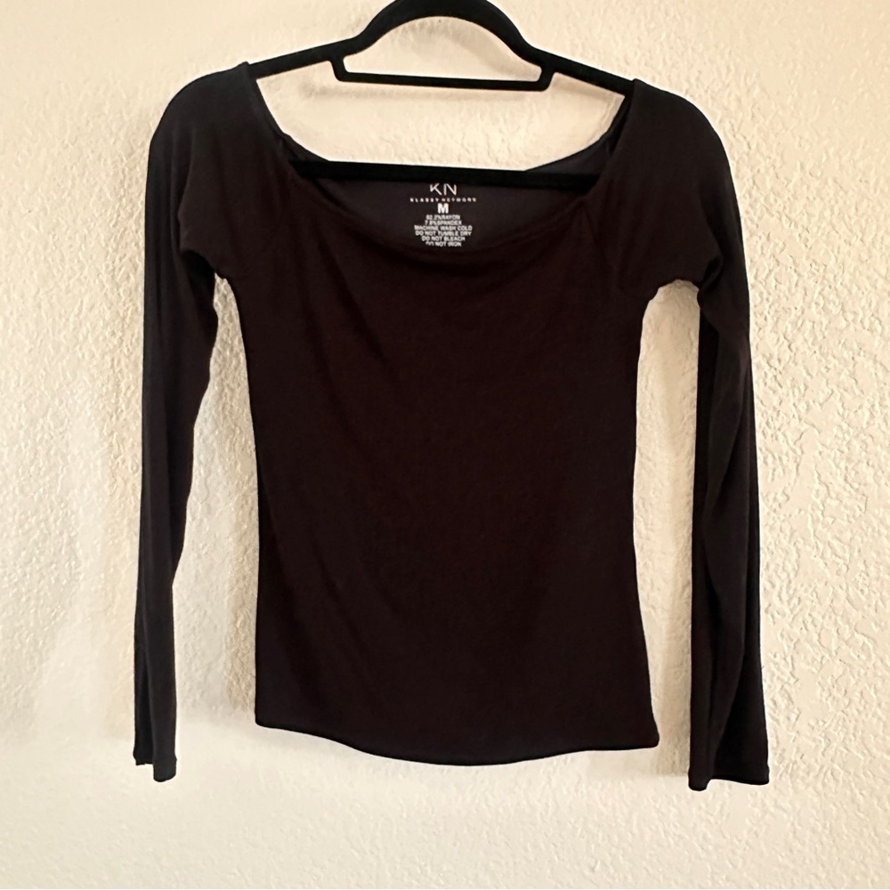 Klassy Network Black Long Sleeve Scoop Neck Bodysuit